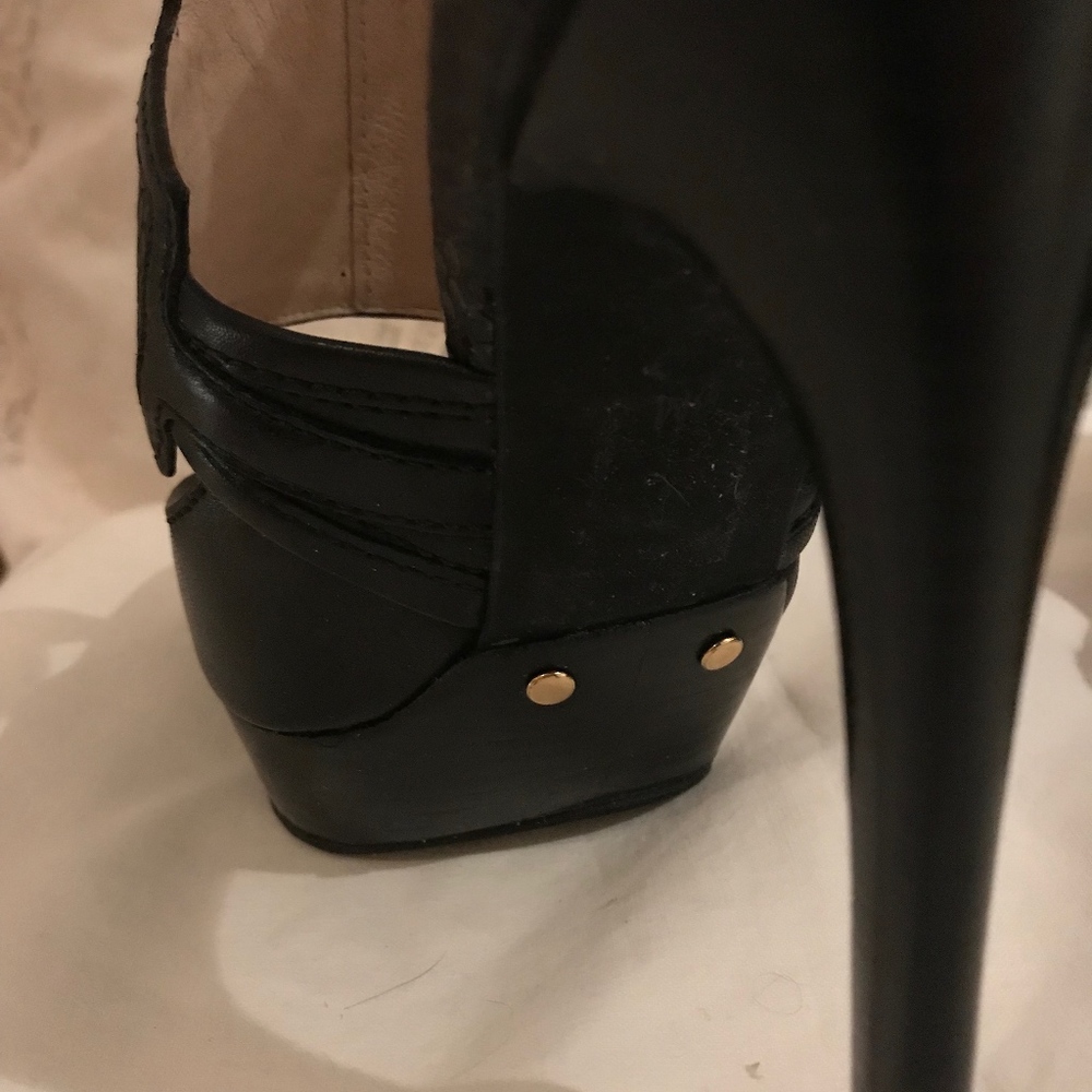 Michael Kors black wood platform &5"heel, size6, - Picture 5 of 8